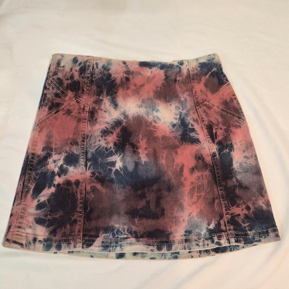 Wild Fable Pink Blue Tie Dye Denim Mini Skirt Size 00 Festival Grunge Y2K Indie
